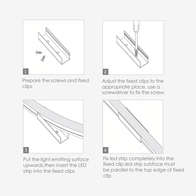 Multiple Aluminum Holder Clip Fixed Mounted Brackets For Led Neon Light Strip, 10 pcs per pack
